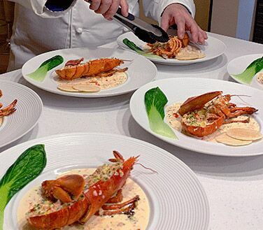 Niseko Gourmet Seafood & Wagyu Dinner Lobster, Capsicum Cream Sauce, Brocolli