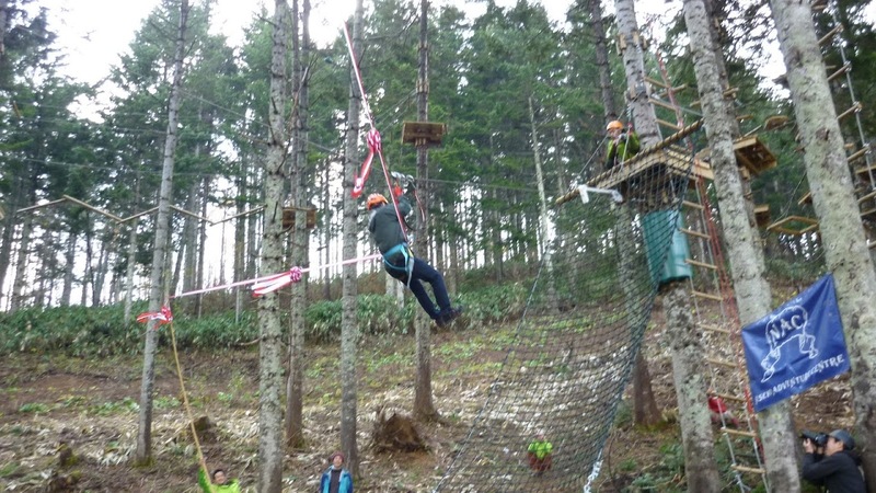 Ribbon cutting via zip line at nac adventure park