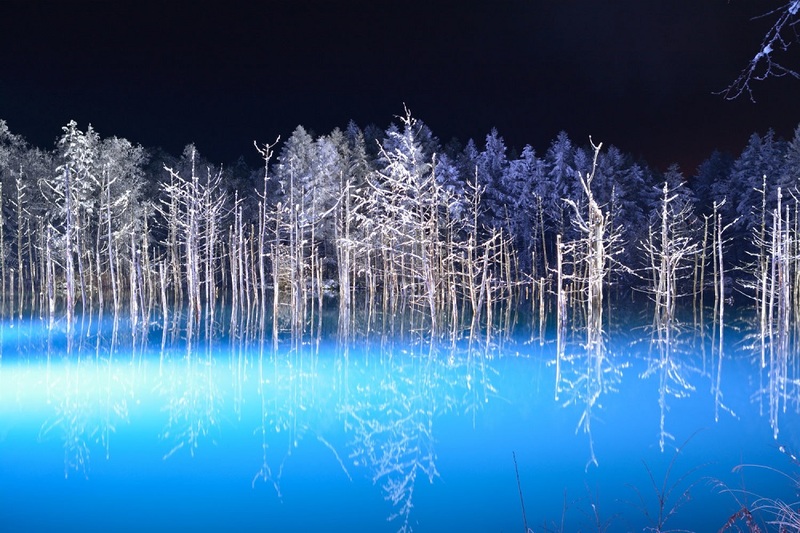 Blue Pond light up in winter.