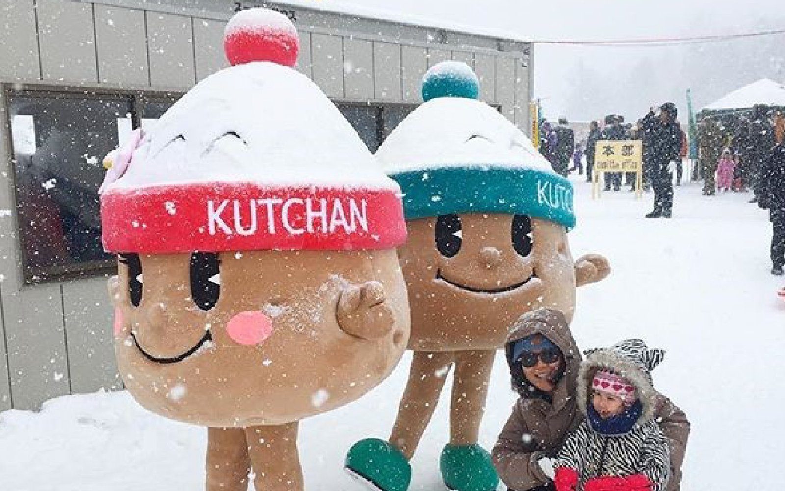jagatakun and jagakochan at yukitopia snow festival kutchan